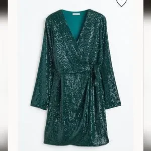 H&M | Dresses | Hm Sequin Green Dress | Poshmark